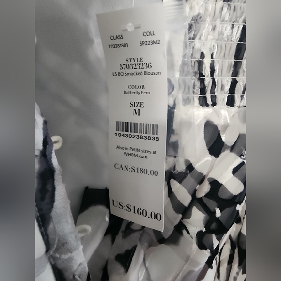 NWT- White House Black Market Smocked Blouson Dress - Picture 6 of 6